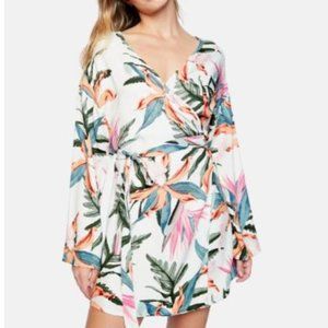 Hurley Tama Floral Wrap Long Sleeve Dress Size L